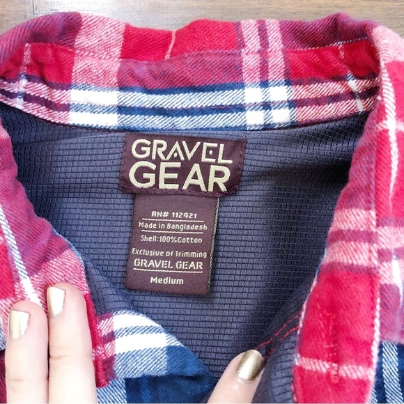 Gravel Gear • mens thick plaid flannel shirt red blue warm lined heavy workwear - Picture 3 of 8
